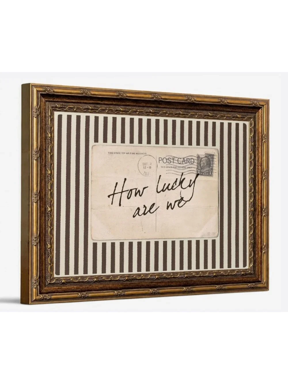 Retro Vintage Gold Framed Inspirational Wall Art - Lucky Canvas Decor